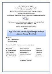 Application des souches à potentiel probiotique dans un élevage d’Artémie: