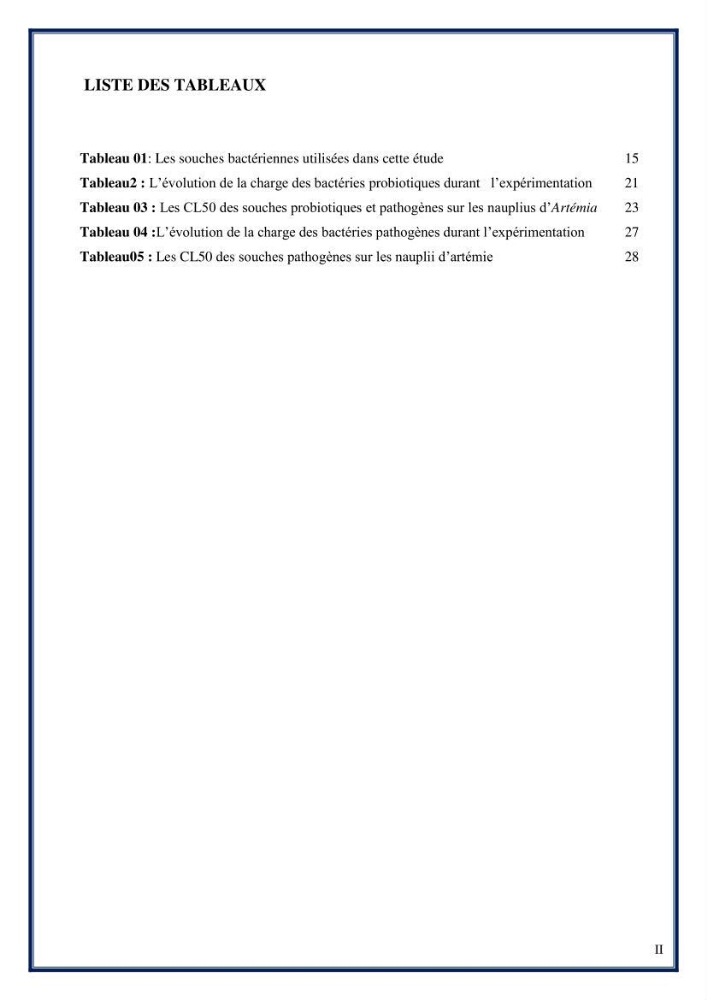 Application des souches à potentiel probiotique dans un élevage d’Artémie: