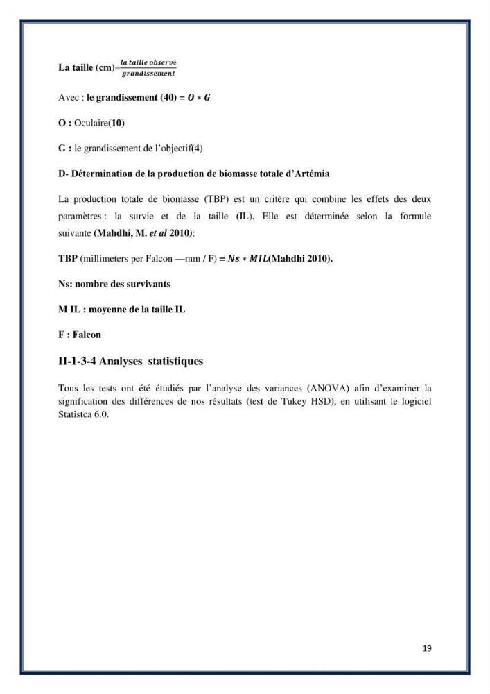 Application des souches à potentiel probiotique dans un élevage d’Artémie: