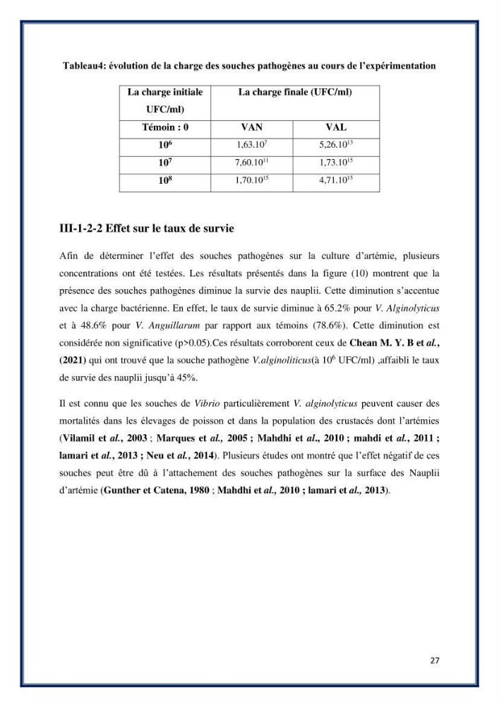 Application des souches à potentiel probiotique dans un élevage d’Artémie: