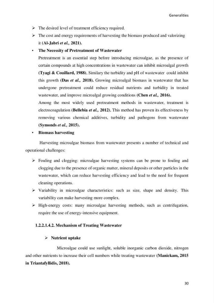 Application of microalgae in wastewater treatment