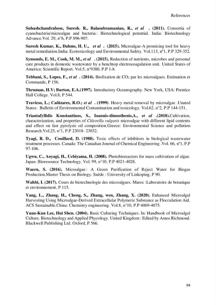 Application of microalgae in wastewater treatment