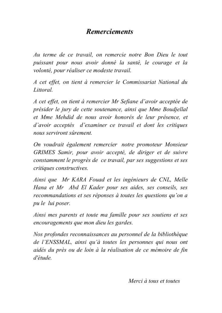 Evaluation de la mise en oeuvre de la loi n° 02-02 relative à la protection et à la valorisation du littoral au niveau de la wilaya d\'Oran