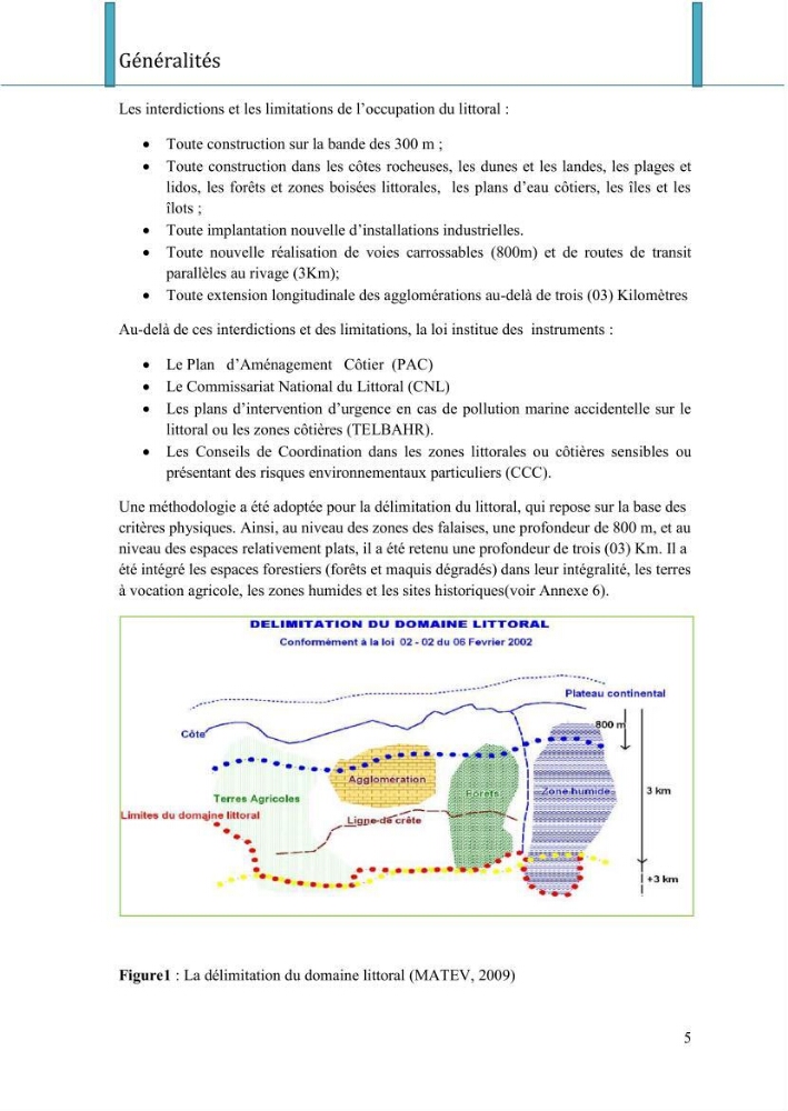 Evaluation de la mise en oeuvre de la loi n° 02-02 relative à la protection et à la valorisation du littoral au niveau de la wilaya d\'Oran
