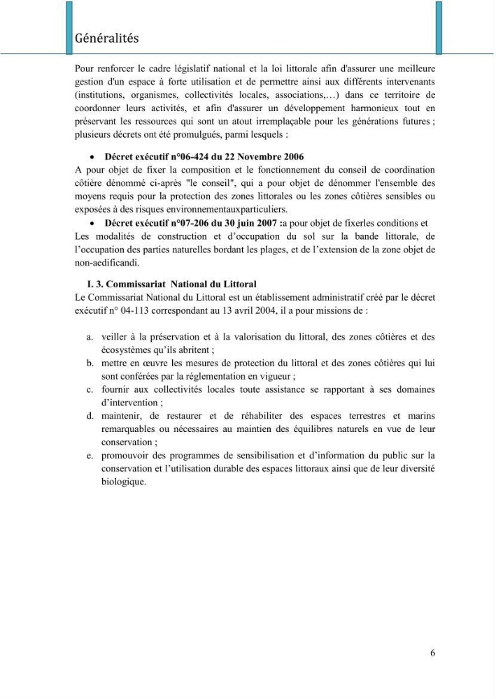 Evaluation de la mise en oeuvre de la loi n° 02-02 relative à la protection et à la valorisation du littoral au niveau de la wilaya d\'Oran