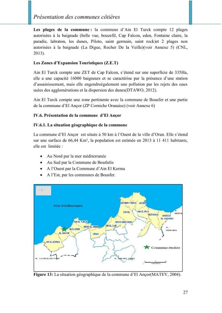 Evaluation de la mise en oeuvre de la loi n° 02-02 relative à la protection et à la valorisation du littoral au niveau de la wilaya d\'Oran