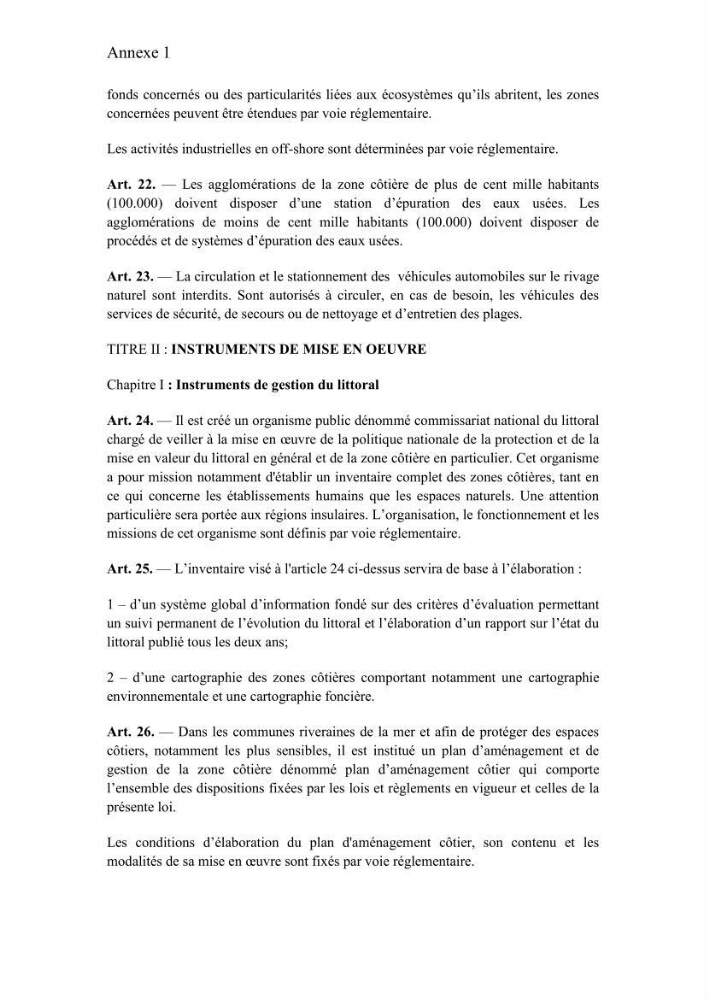 Evaluation de la mise en oeuvre de la loi n° 02-02 relative à la protection et à la valorisation du littoral au niveau de la wilaya d\'Oran