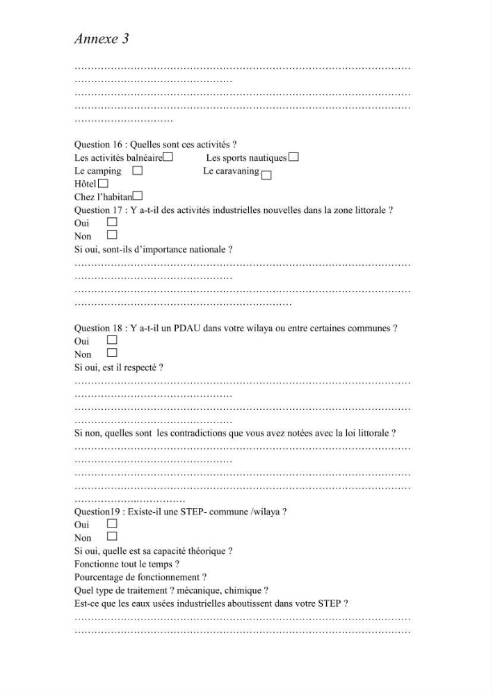 Evaluation de la mise en oeuvre de la loi n° 02-02 relative à la protection et à la valorisation du littoral au niveau de la wilaya d\'Oran