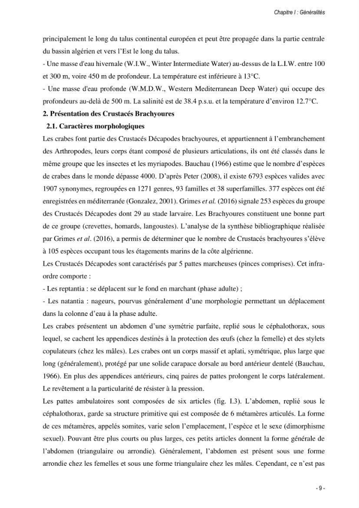 Les crabes chalutés dans le bassin algérien: systématique, Ecologie et Dynamique des populations exploitées