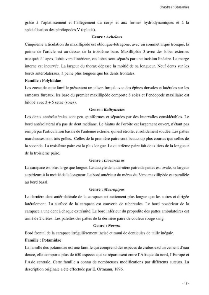 Les crabes chalutés dans le bassin algérien: systématique, Ecologie et Dynamique des populations exploitées