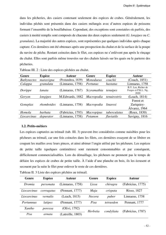 Les crabes chalutés dans le bassin algérien: systématique, Ecologie et Dynamique des populations exploitées