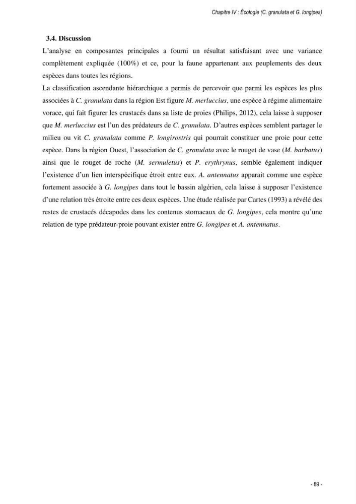 Les crabes chalutés dans le bassin algérien: systématique, Ecologie et Dynamique des populations exploitées