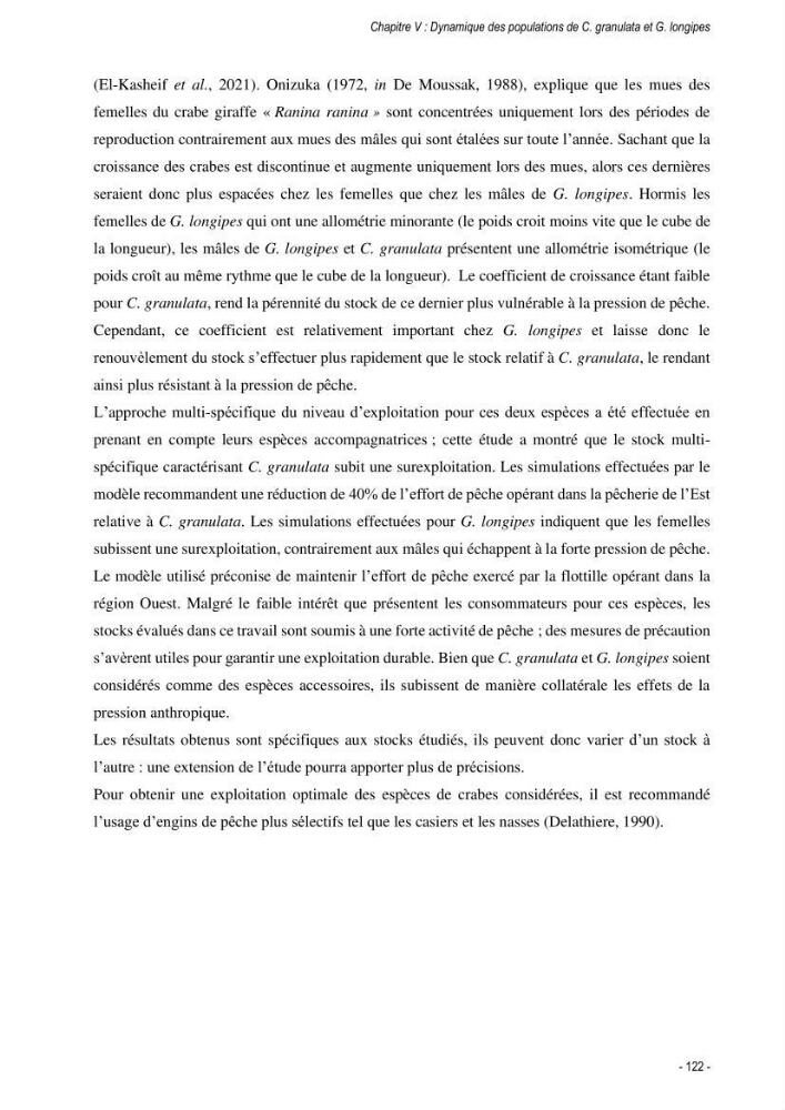 Les crabes chalutés dans le bassin algérien: systématique, Ecologie et Dynamique des populations exploitées