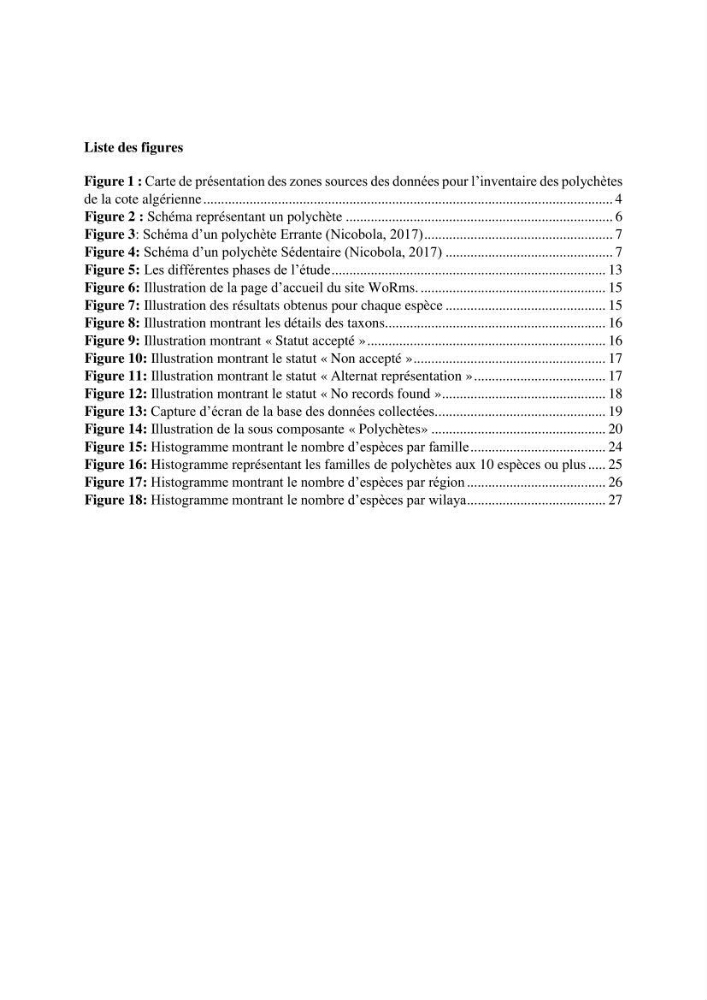 Inventaire de référence des polychètes de la côte algérienne composante de la base des données BANBIOM: