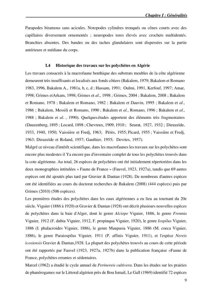 Inventaire de référence des polychètes de la côte algérienne composante de la base des données BANBIOM: