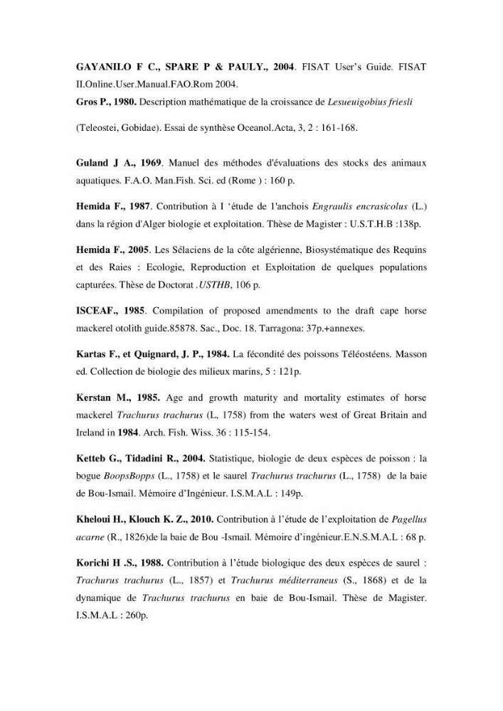 Suivi des paramètres physico-chimiques et des sels nutritifs dans la baie d\'El-Djamila