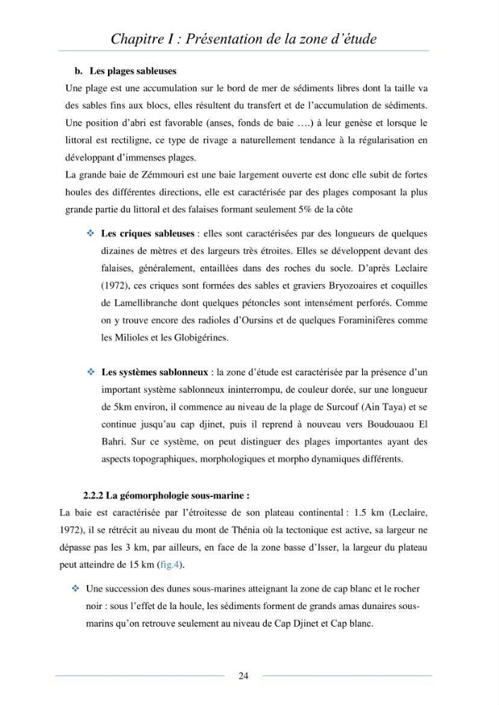Mise en place d\'une base de donnée sédimentologique dans le domaine côtier de la grande baie de zemmouri : Etablissement de la carte morpho- sédimentaire