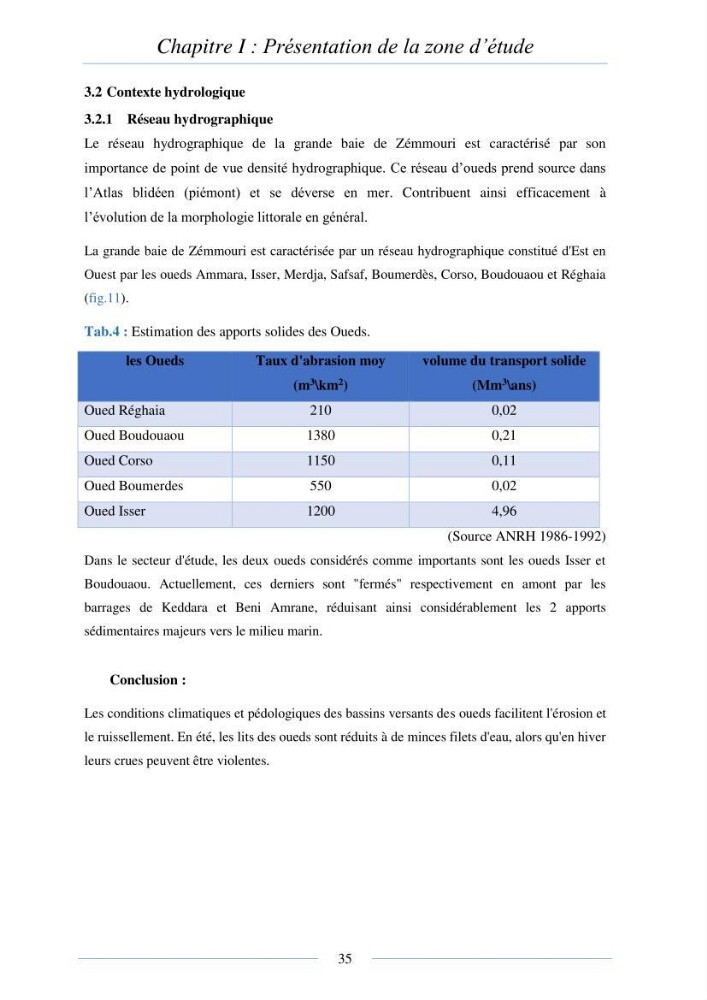 Mise en place d\'une base de donnée sédimentologique dans le domaine côtier de la grande baie de zemmouri : Etablissement de la carte morpho- sédimentaire
