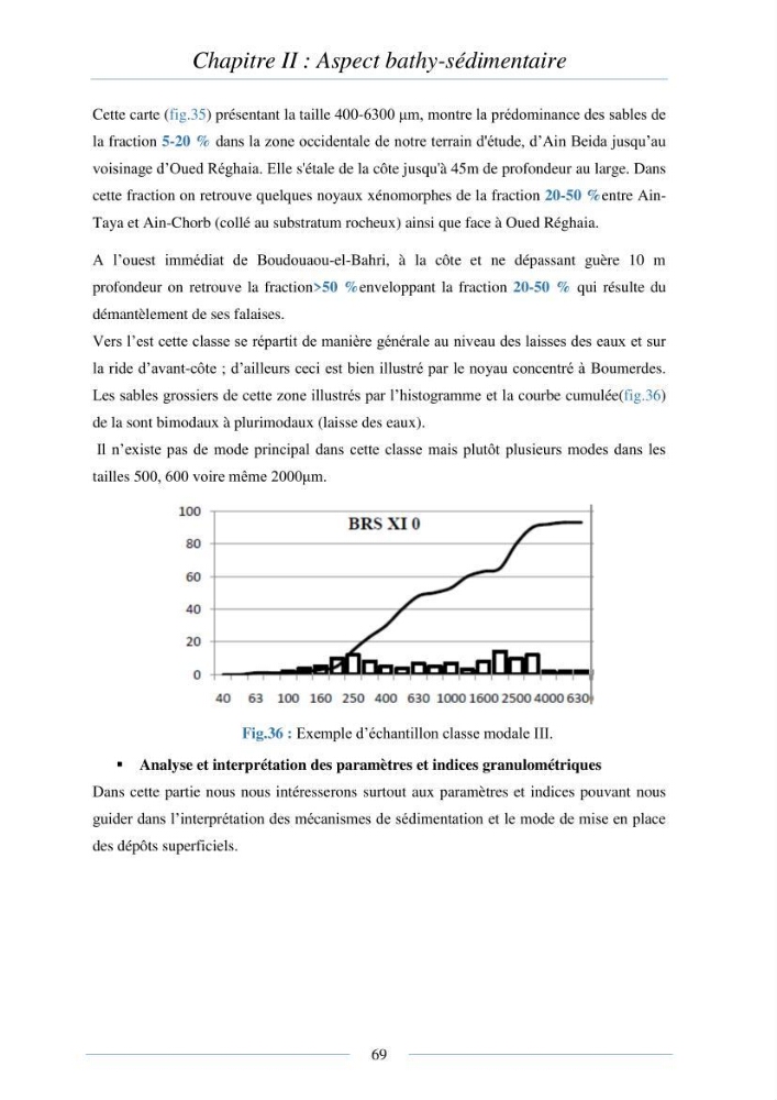 Mise en place d\'une base de donnée sédimentologique dans le domaine côtier de la grande baie de zemmouri : Etablissement de la carte morpho- sédimentaire