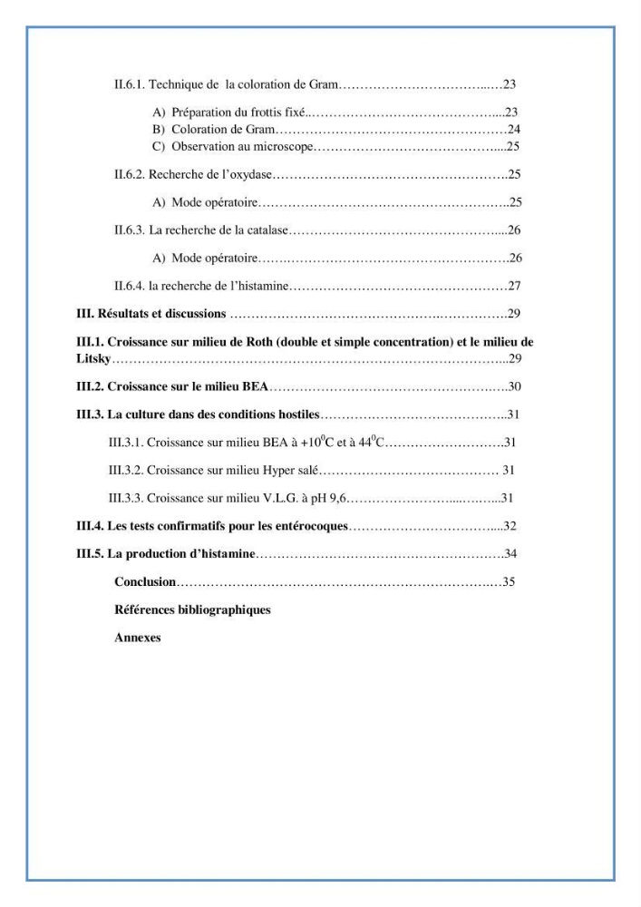 La recherche des entérocoques producteurs d\'histamine dans la chair du thon frais: