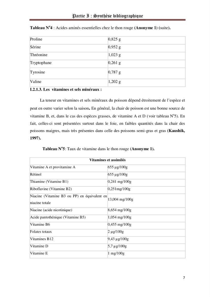La recherche des entérocoques producteurs d\'histamine dans la chair du thon frais: