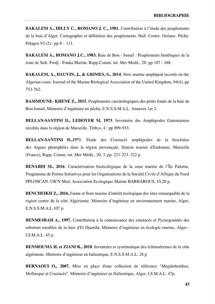 Inventaire des crustacés des milieux insulaires de l’Ouest Algérien: