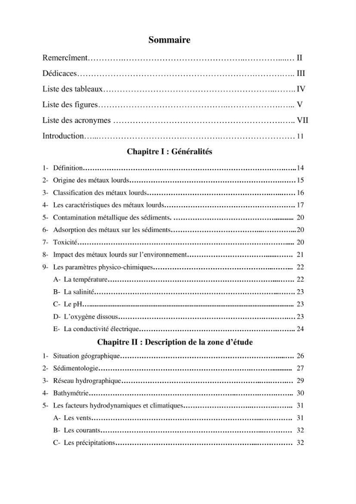 Suivi de la qualité des sédiments superficiels de Fouka marine par les métaux lourds