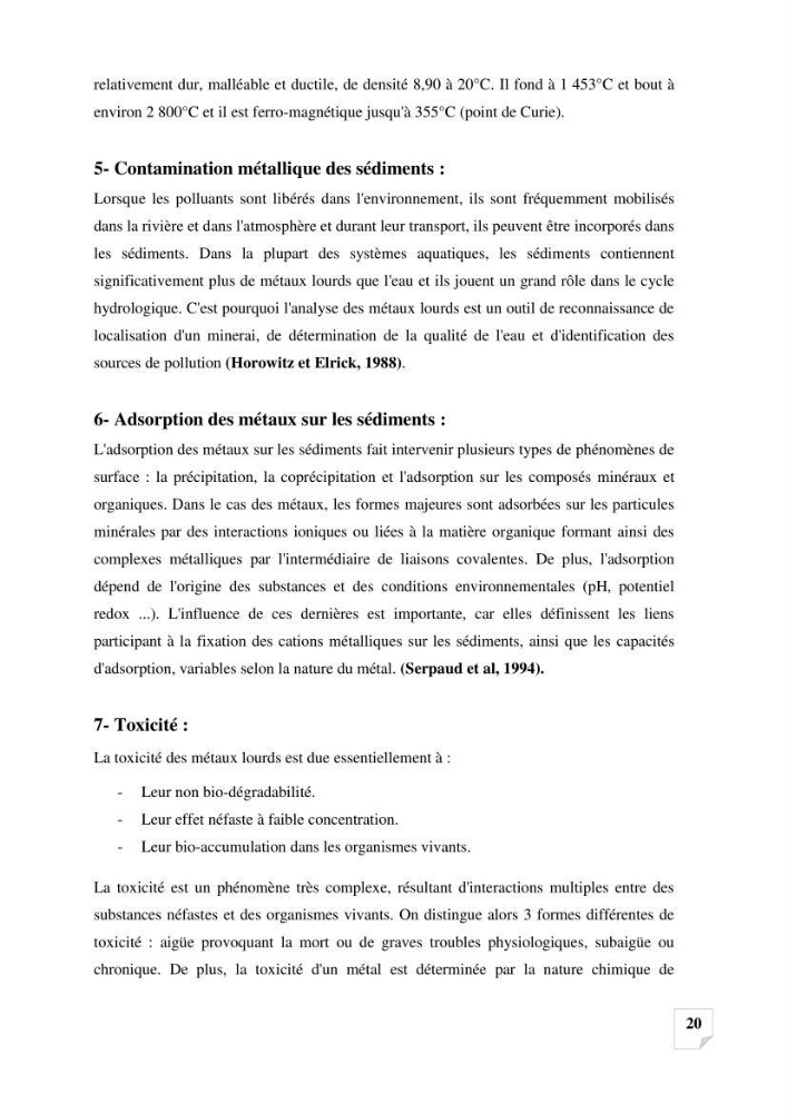 Suivi de la qualité des sédiments superficiels de Fouka marine par les métaux lourds