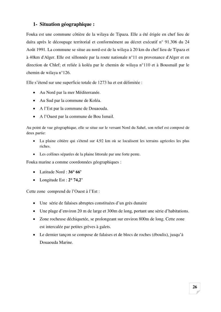 Suivi de la qualité des sédiments superficiels de Fouka marine par les métaux lourds
