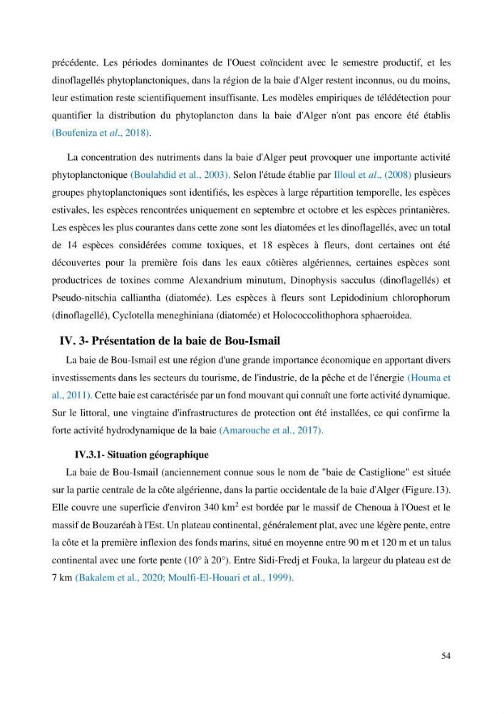 Evaluation de la couleur et de la qualité biologique des eaux marines de la côte algéroise à partir de l\'imagerie satellite et modélisation du phytoplancton marin