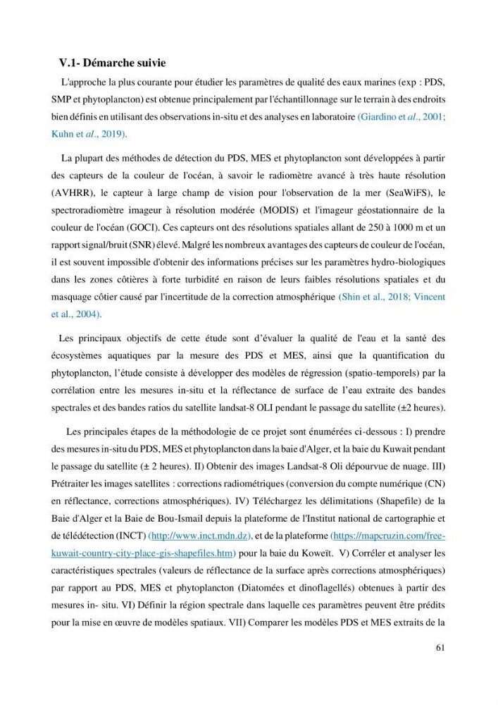 Evaluation de la couleur et de la qualité biologique des eaux marines de la côte algéroise à partir de l\'imagerie satellite et modélisation du phytoplancton marin