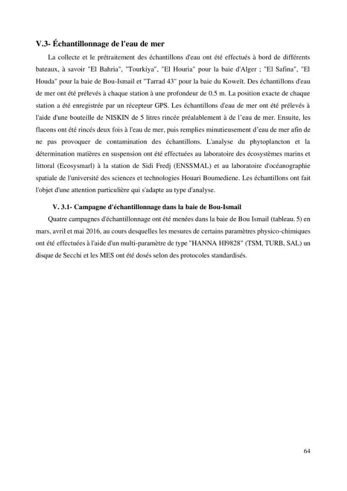 Evaluation de la couleur et de la qualité biologique des eaux marines de la côte algéroise à partir de l\'imagerie satellite et modélisation du phytoplancton marin