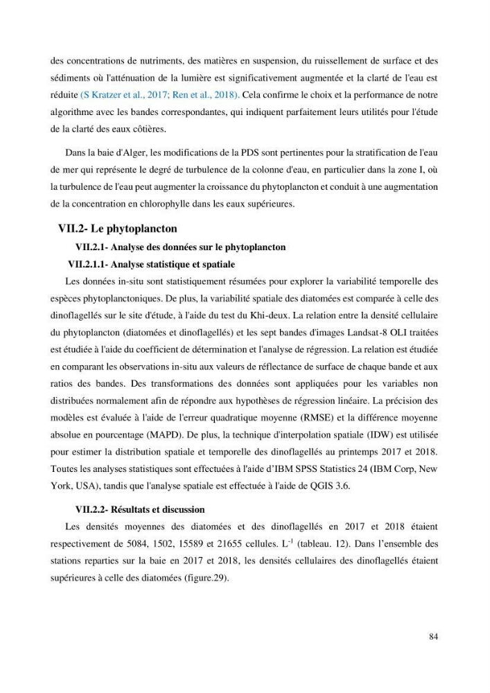 Evaluation de la couleur et de la qualité biologique des eaux marines de la côte algéroise à partir de l\'imagerie satellite et modélisation du phytoplancton marin