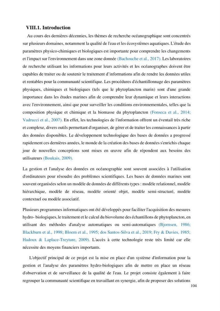 Evaluation de la couleur et de la qualité biologique des eaux marines de la côte algéroise à partir de l\'imagerie satellite et modélisation du phytoplancton marin