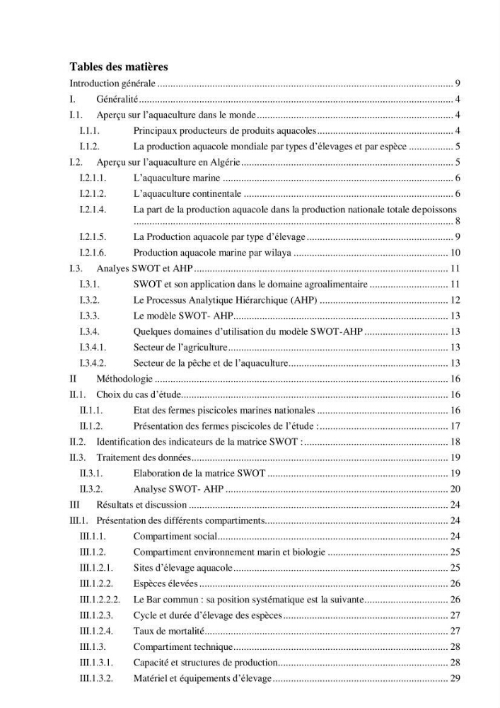Contribution à l’application d’un outil de management (SWOT) dans l’activité aquacole en Algérie