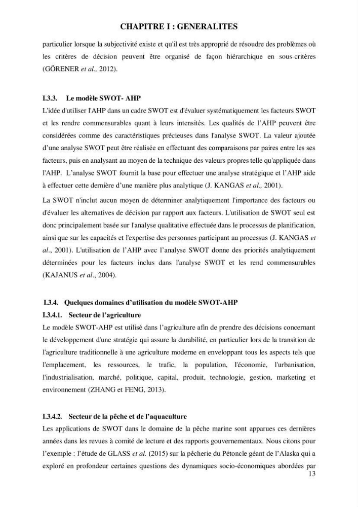Contribution à l’application d’un outil de management (SWOT) dans l’activité aquacole en Algérie