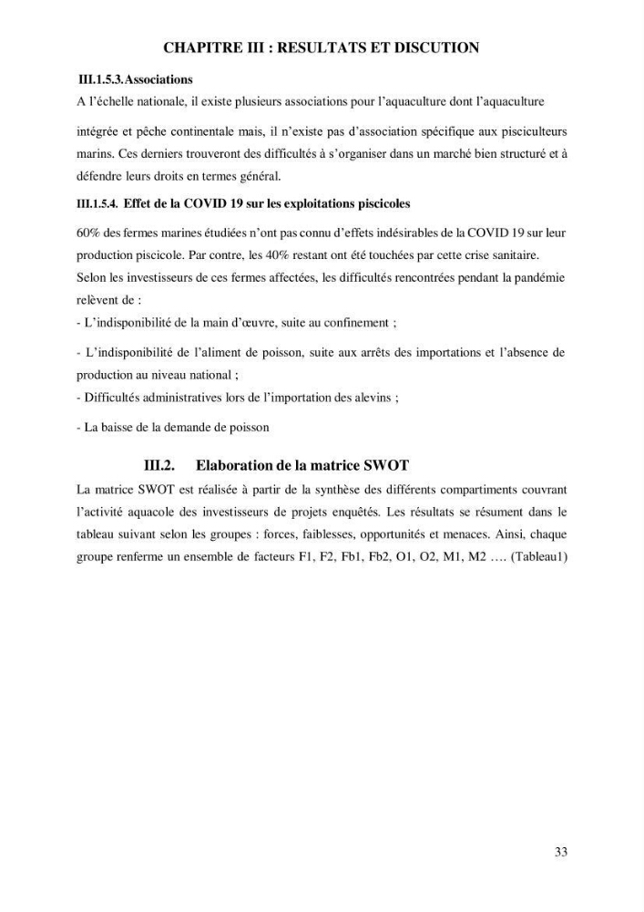Contribution à l’application d’un outil de management (SWOT) dans l’activité aquacole en Algérie