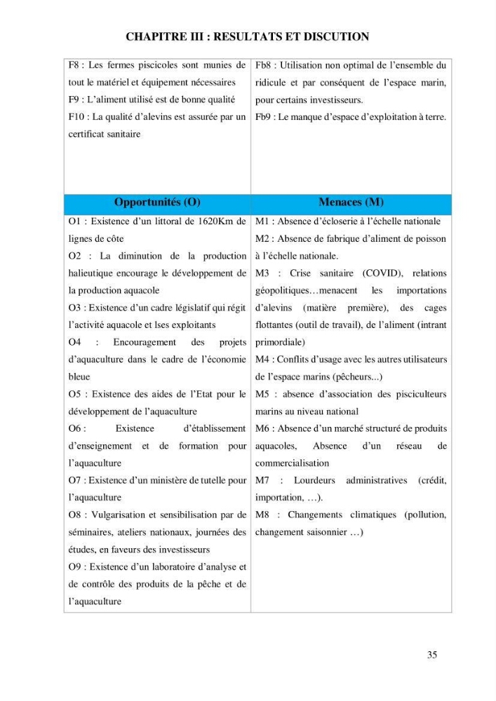 Contribution à l’application d’un outil de management (SWOT) dans l’activité aquacole en Algérie