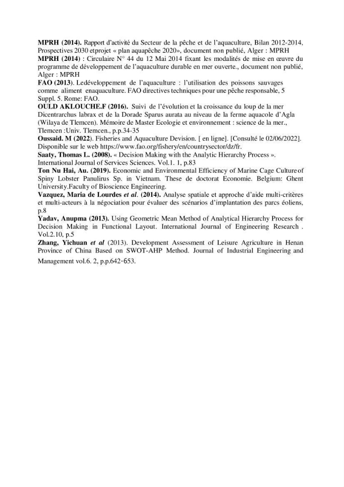 Contribution à l’application d’un outil de management (SWOT) dans l’activité aquacole en Algérie