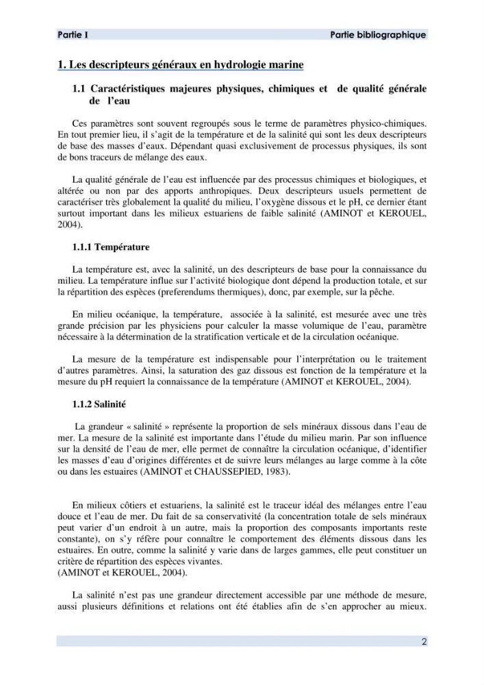 Contribution à l \'étude des paramètres physico-chimiques et bactériologiques de l\'embouchure de l\'oued \"Béni-Messous\":