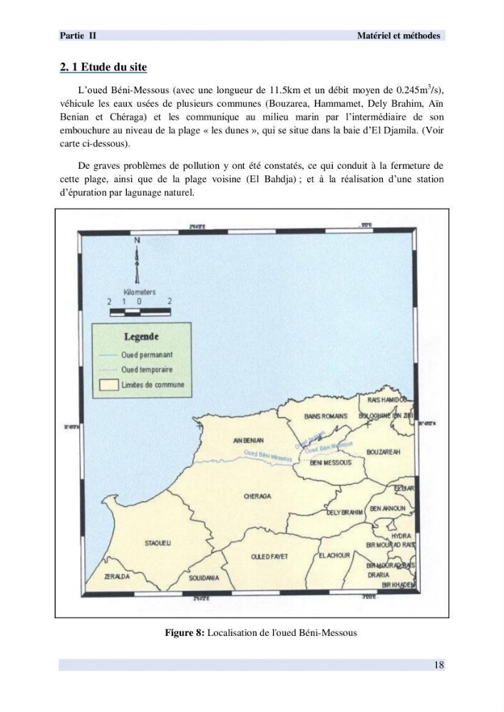 Contribution à l \'étude des paramètres physico-chimiques et bactériologiques de l\'embouchure de l\'oued \"Béni-Messous\":
