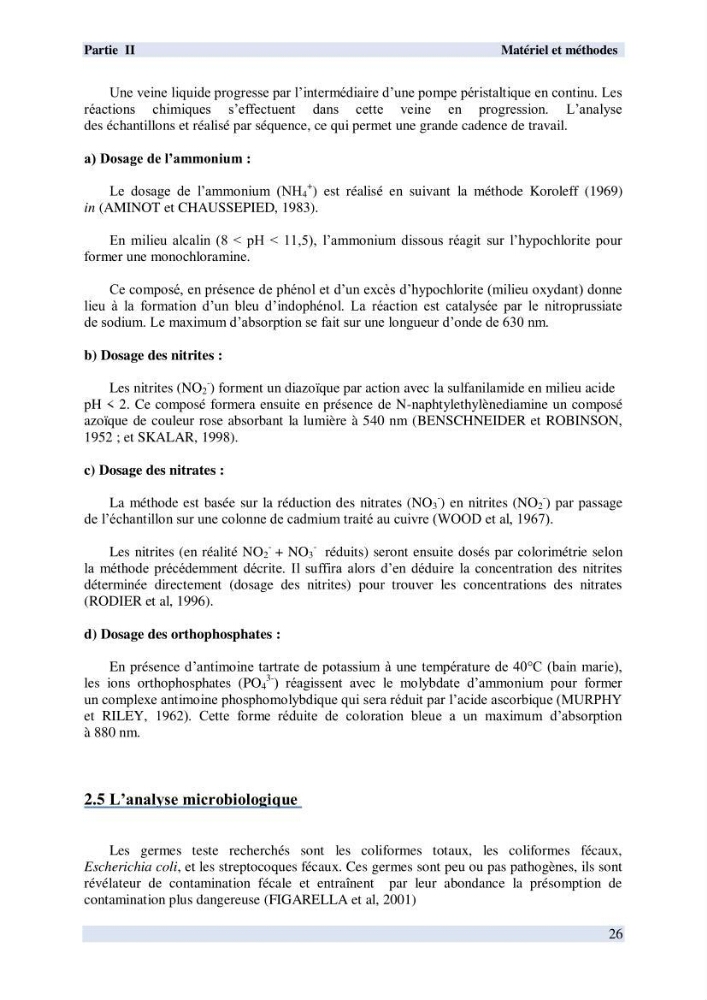 Contribution à l \'étude des paramètres physico-chimiques et bactériologiques de l\'embouchure de l\'oued \"Béni-Messous\":