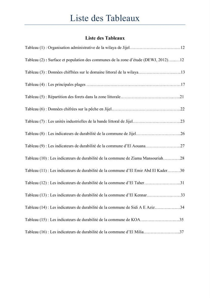 Evaluation de la mise en oeuvre de la loi 02-02 relative à la protection et à la valorisation du littoral au niveau de la wilaya de Jijel