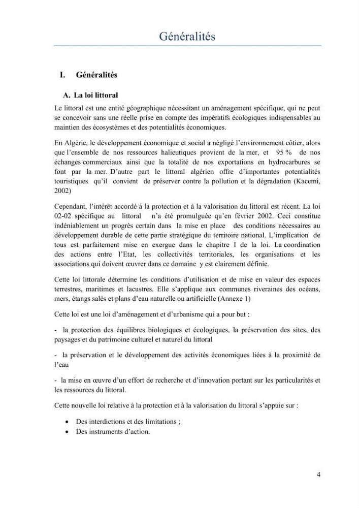 Evaluation de la mise en oeuvre de la loi 02-02 relative à la protection et à la valorisation du littoral au niveau de la wilaya de Jijel