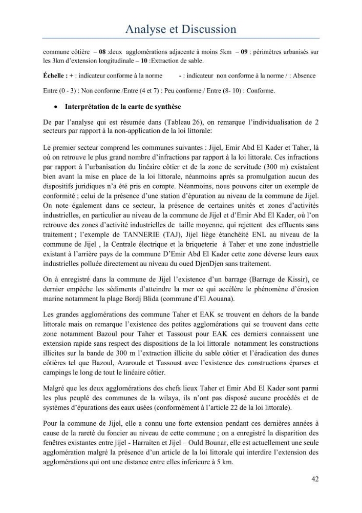 Evaluation de la mise en oeuvre de la loi 02-02 relative à la protection et à la valorisation du littoral au niveau de la wilaya de Jijel
