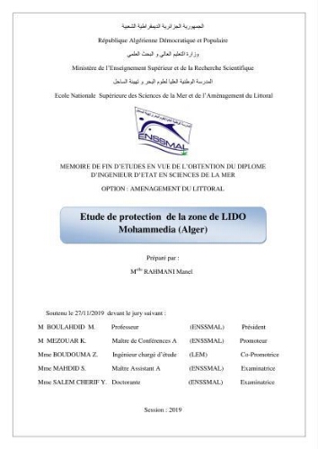 Etude de protection de la zone de LIDO Mohammedia (Alger): Etude de protection de la zone de LIDO Mohammedia (Alger):