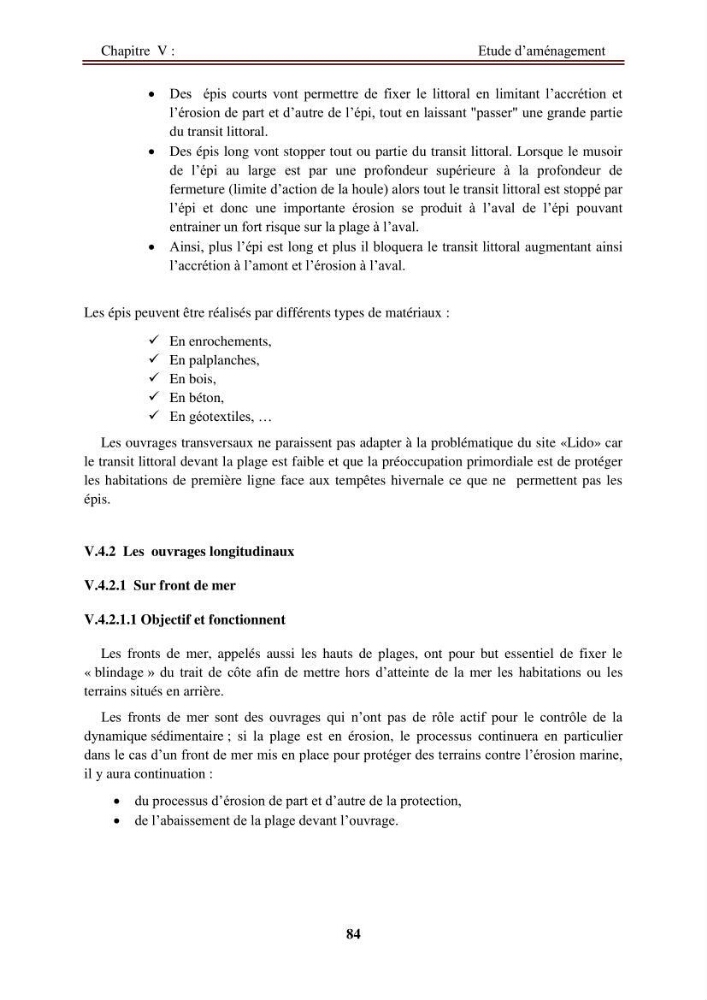 Etude de protection de la zone de LIDO Mohammedia (Alger):