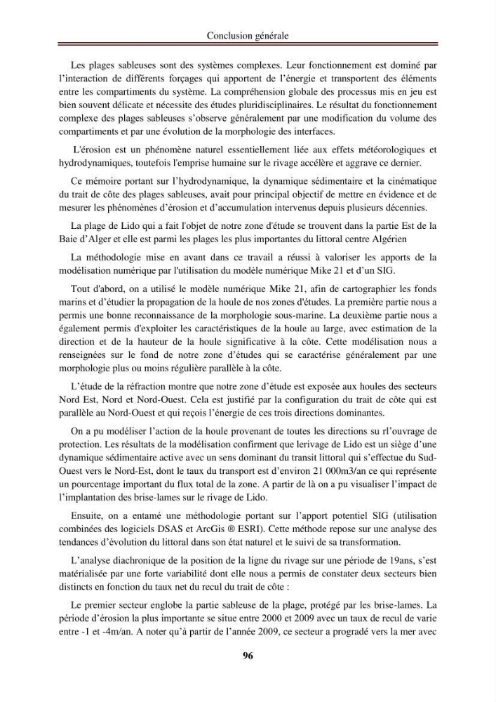 Etude de protection de la zone de LIDO Mohammedia (Alger):