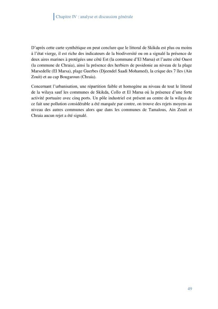 Létat de la mise en oeuvre de la loi 02-02-2002 de la protection et la valorisation de littoral dans la wilaya de Skikda