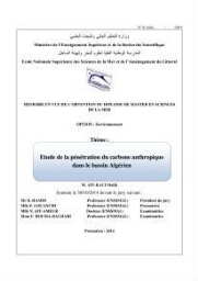 Etude de la pénétration du carbone anthropique dans le bassin algérien